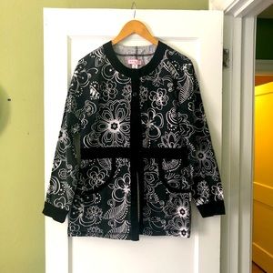 Gorgeous and unusual Koi scrub jacket, size M